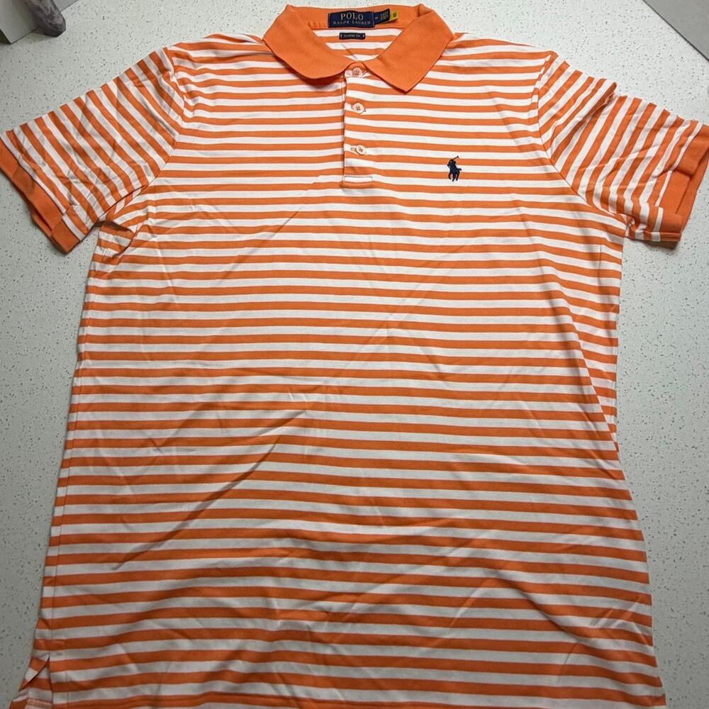 POLO by Ralph Lauren striped mesh polo shirt Orange Size Medium